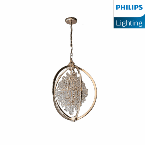 Philips Crescent suspended Chandelier (Ivory Gold)